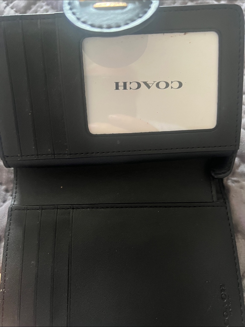 Coach Brown/Black Signature Canvas Snap Wallet with Gold Logo - Picture 6 of 6